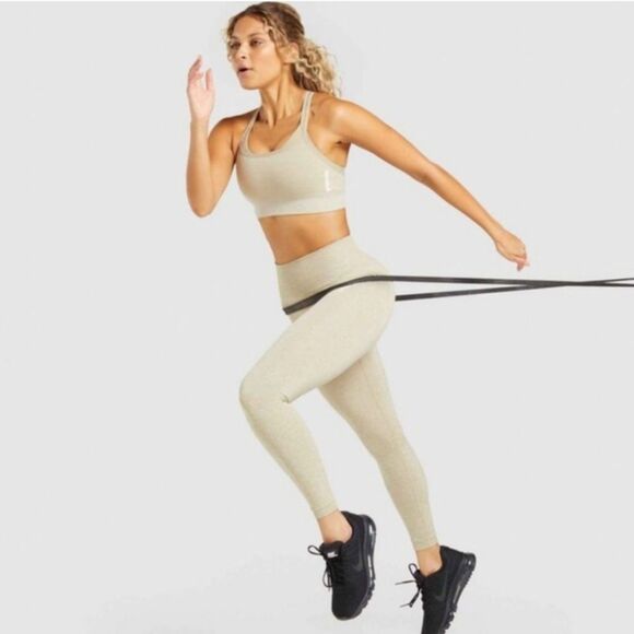 NEW NWT Gymshark Adapt Marl Seamless Leggings in Moss Grey/ Beige Sz Small - Picture 4 of 13